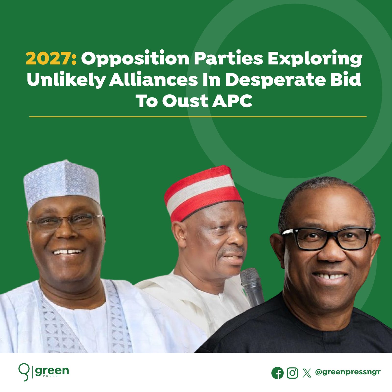 2027: Opposition Parties Exploring Unlikely Alliances in Desperate Bid to Oust APC